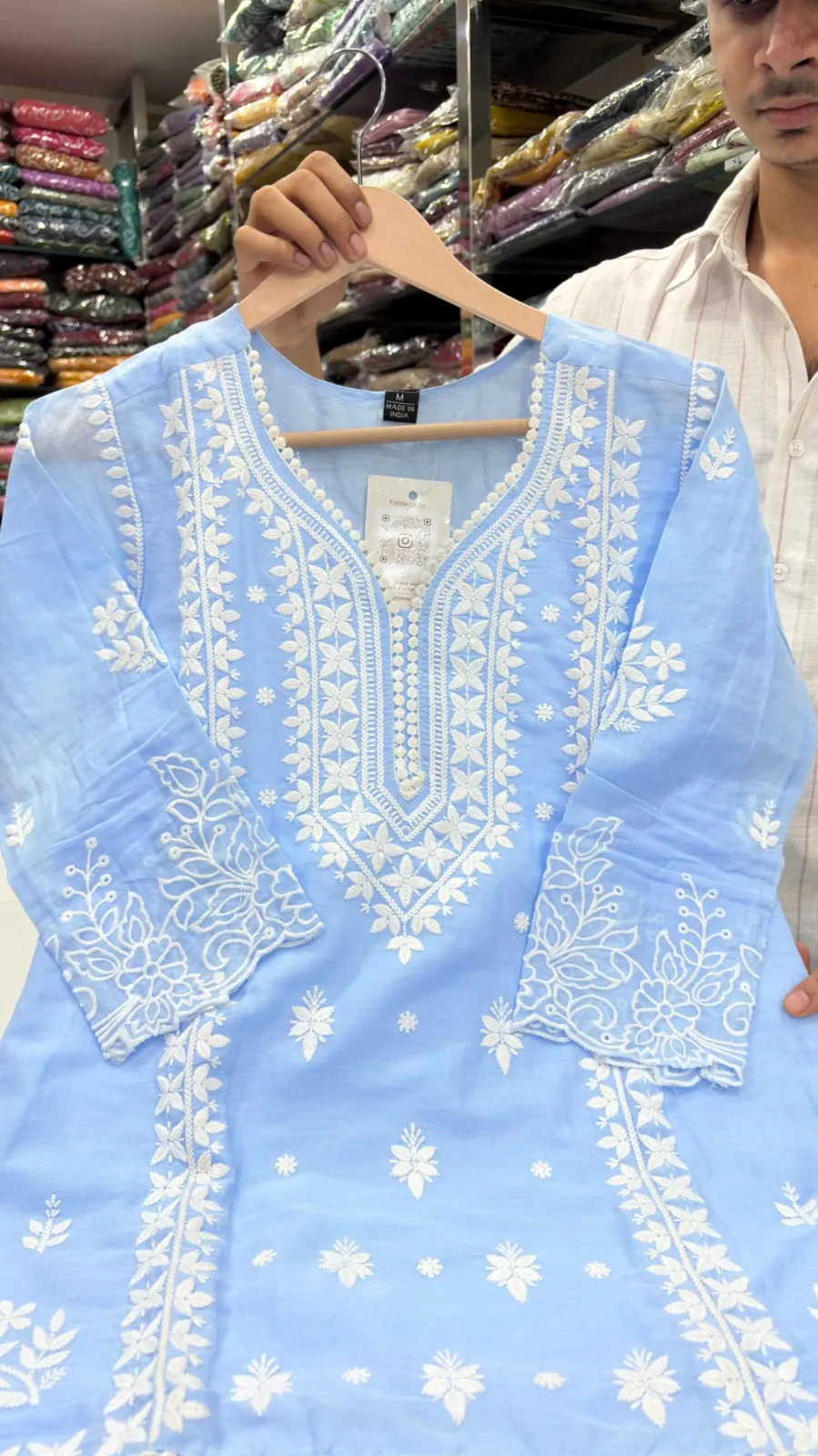 Powder Blue Chikankari