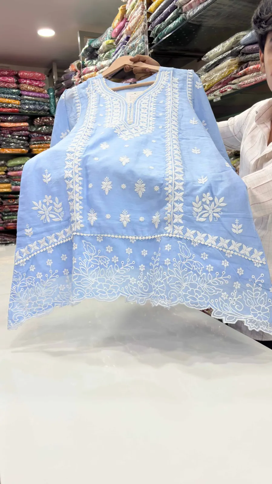 Powder Blue Chikankari