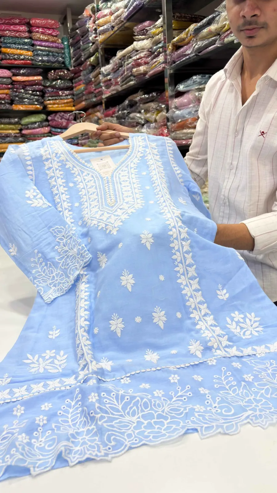 Powder Blue Chikankari