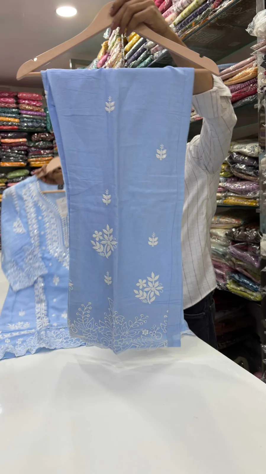 Powder Blue Chikankari