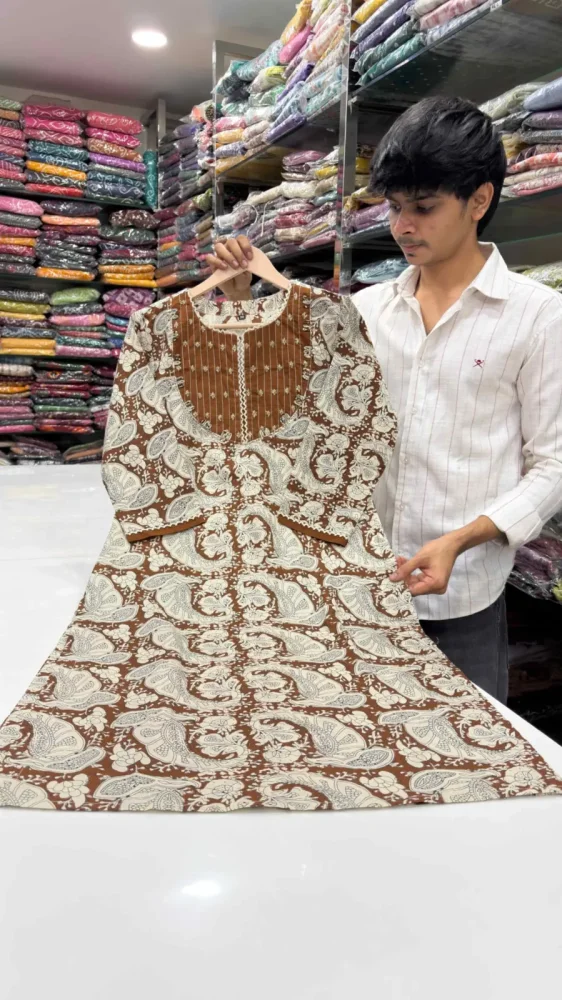 Earthy Brown Paisley Print 3-Piece Suit